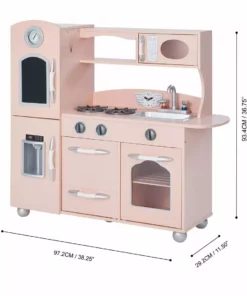 TeamsonUS Teamson Kids Little Chef Westchester Retro Play Kitchen, Pink