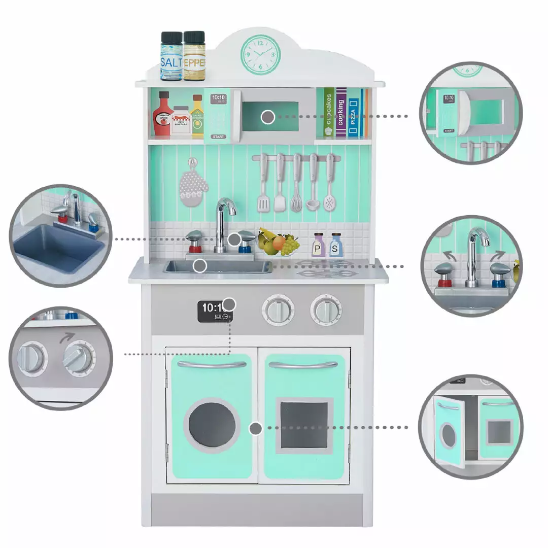 TeamsonUS Teamson Kids - Little Chef Madrid Classic Play Kitchen - Mint / Grey 7 TeamsonUS Teamson Kids - Little Chef Madrid Classic Play Kitchen - Mint / Grey