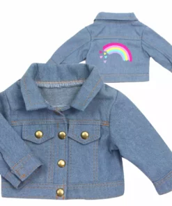 TeamsonUS Sophia's Jean Jacket With Rainbow Graphic For 18" Dolls, Blue