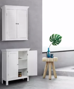 TeamsonUS Teamson Home Glancy Wooden Wall Cabinet With Shutter Doors, White