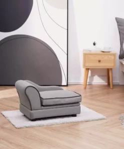 TeamsonUS Teamson Pets Chaise Lounge Dog Bed With Storage For Cats And Small Dogs, Gray