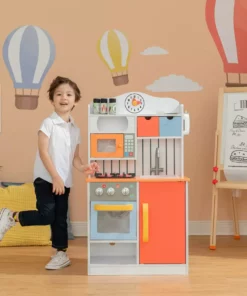 TeamsonUS Teamson Kids - Little Chef Florence Classic Play Kitchen - Coral Red / Twilight