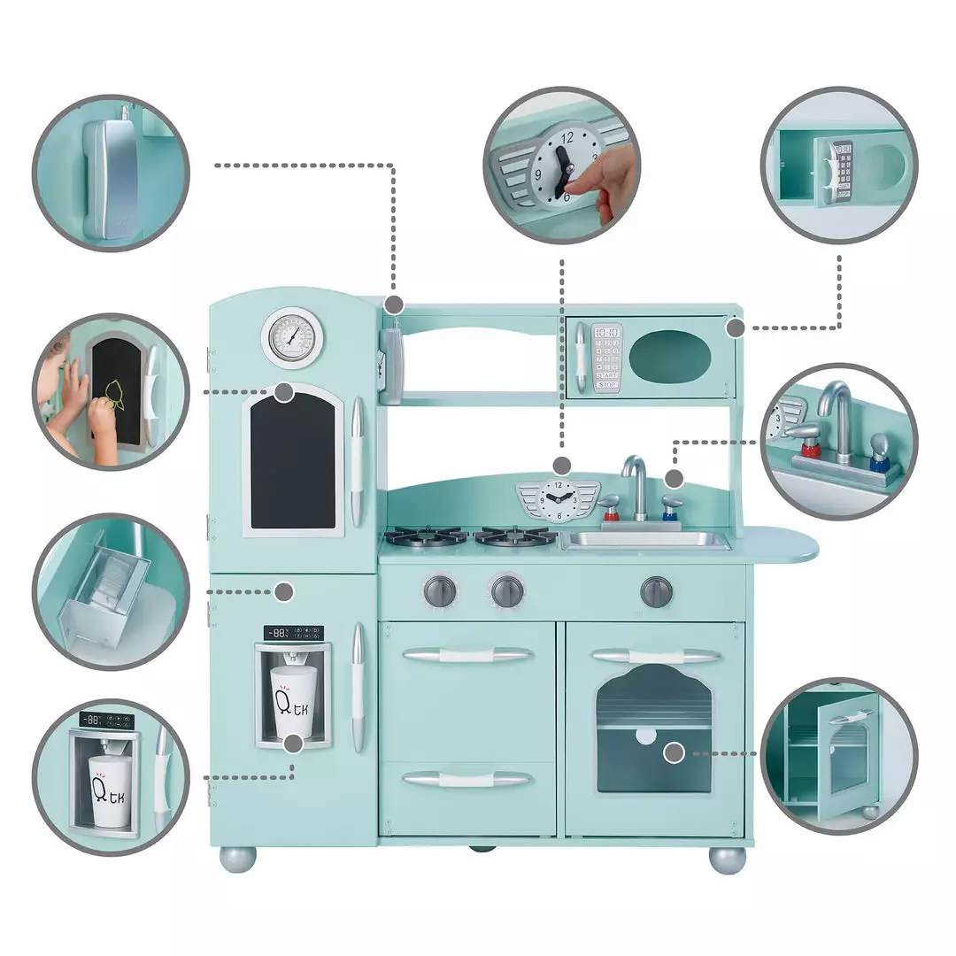 TeamsonUS Teamson Kids Little Chef Westchester Retro Kids Kitchen Playset, Mint 7 TeamsonUS Teamson Kids Little Chef Westchester Retro Kids Kitchen Playset, Mint