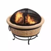 TeamsonUS Teamson Home 27" Outdoor Round Wood Burning Fire Pit With Faux Concrete And Steel Base, Stone/Black