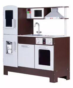 TeamsonUS Teamson Kids Little Chef Munich Classic Kids Kitchen Playset With E-Writing Board, Espresso/Gray