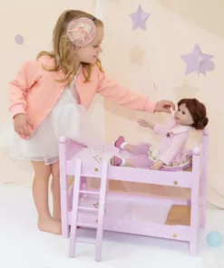 TeamsonUS Kids Olivia's Little World Twinkle Stars Princess Double Bunk Bed For 18" Dolls, Pink