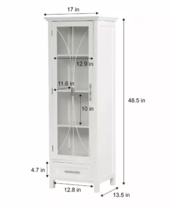 TeamsonUS Teamson Home Delaney Free Standing Tall Slim Linen Storage Cabinet Tower With Glass Panel Door 13 TeamsonUS Teamson Home Delaney Free Standing Tall Slim Linen Storage Cabinet Tower With Glass Panel Door