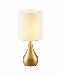 TeamsonUS Teamson Home Sarah 15" Modern Metal Table Lamp With Touch Switch And Cream Shade, Polished Brass