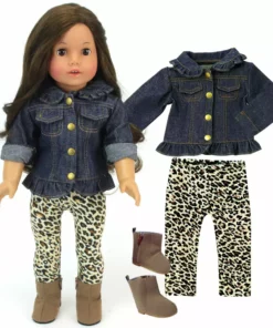 TeamsonUS Kids Sophia's Jean Jacket, Leggings, And Boots Set For 18" Dolls
