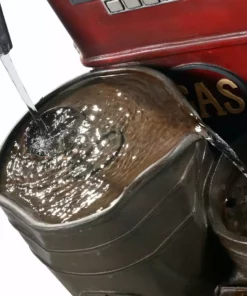 TeamsonUS Teamson Home Outdoor Vintage Gas Station Waterfall Fountain With Pump