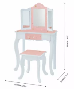 TeamsonUS Kids Fantasy Fields - Fashion Twinkle Star Prints Gisele Play Vanity Set - Pink / White 11 TeamsonUS Kids Fantasy Fields - Fashion Twinkle Star Prints Gisele Play Vanity Set - Pink / White