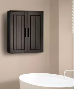 TeamsonUS Teamson Home Catalina Removable Wooden Wall Cabinet With 2 Doors, Espresso