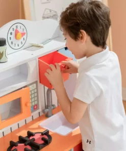 TeamsonUS Teamson Kids - Little Chef Florence Classic Play Kitchen - Coral Red / Twilight