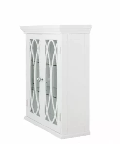 TeamsonUS Teamson Home Florence 2 Door Wooden Wall Cabinet With Adjustable Shelves, White