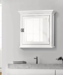 TeamsonUS Teamson Home Madison Removable Wooden Medicine Cabinet With Mirrored Door, White