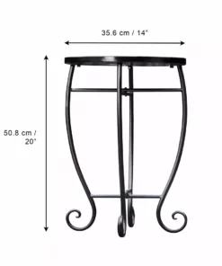 TeamsonUS Teamson Home Small 14" Round Outdoor Mosaic Side Table Planter Stand, Blue 14 TeamsonUS Teamson Home Small 14