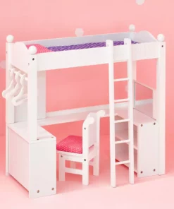 TeamsonUS Kids Olivia's Little World Little Princess Double Bunk Desk For 18" Dolls, Gray/Pink