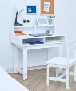 TeamsonUS New Fantasy Fields Wooden Play Writing Desk With Storage And Chair Set, White