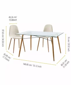 TeamsonUS Teamson Home Minimalist Dining Chair With Wood Grain Metal Legs, Set Of 2, Natural/White