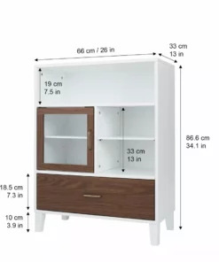 TeamsonUS Teamson Home Tyler Modern Wooden Floor Storage Cabinet With Drawer, Walnut/White