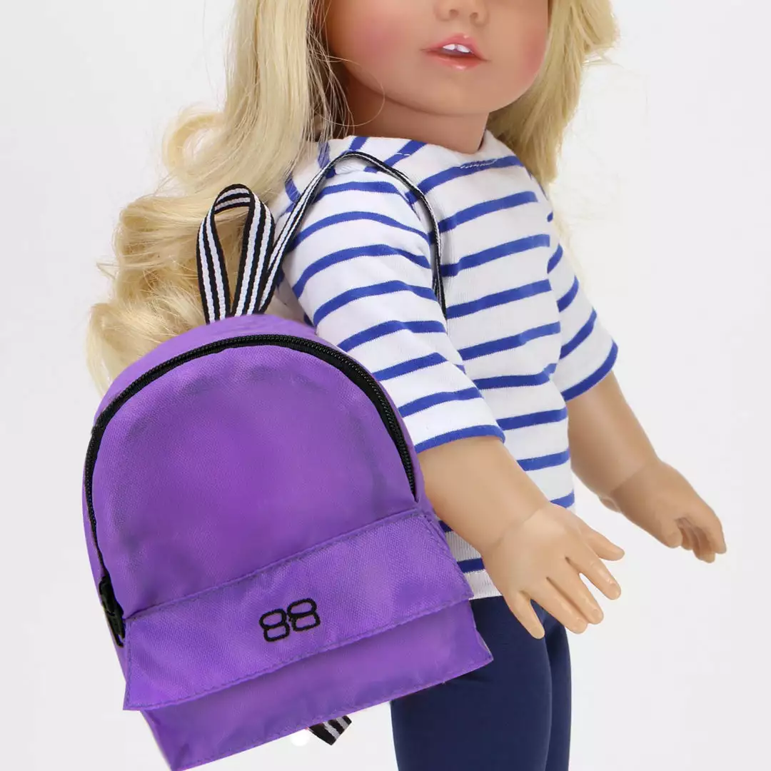 TeamsonUS Kids Sophia's Nylon Backpack For 18" Dolls, Purple 4 TeamsonUS Kids Sophia's Nylon Backpack For 18" Dolls, Purple