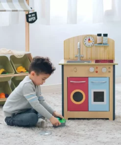 TeamsonUS New Teamson Kids Little Chef Porto Classic Wooden Kitchen Playset, Natural