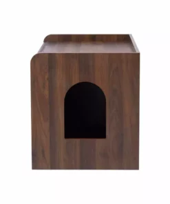 TeamsonUS Teamson Pets Robin Vented Wooden Cat Litter Box Enclosure Storage Bench, Mocha