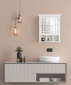 TeamsonUS Teamson Home Neal Removable Wooden Medicine Cabinet With Mirrored Door, White