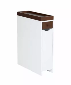 TeamsonUS Teamson Home Narrow Cabinet With Drawers And Tray 6.5" L X 24.5" H, White/Brown