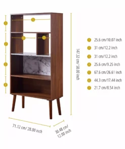 TeamsonUS Teamson Home Kingston Wooden Bookcase With Marble-Look Top, Marble/Walnut 11 TeamsonUS Teamson Home Kingston Wooden Bookcase With Marble-Look Top, Marble/Walnut