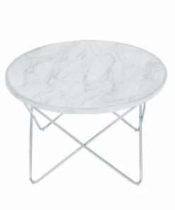TeamsonUS Teamson Home Margo Small Round Faux White Carrara Marble Coffee Table, White 14 TeamsonUS Teamson Home Margo Small Round Faux White Carrara Marble Coffee Table, White