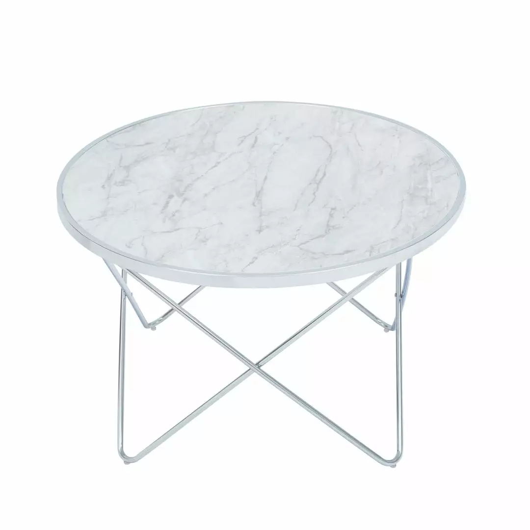 TeamsonUS Teamson Home Margo Small Round Faux White Carrara Marble Coffee Table, White 8 TeamsonUS Teamson Home Margo Small Round Faux White Carrara Marble Coffee Table, White
