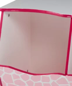 TeamsonUS Fantasy Fields Kids Painted Wooden Toy Storage Cubby With Fashion Giraffe Prints, Pink