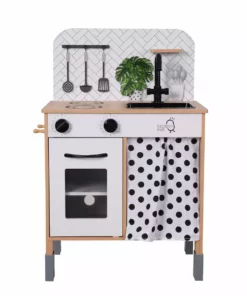 TeamsonUS Teamson Kids Little Chef Philly Modern Wooden Kitchen Playset, White/Natural