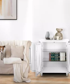 TeamsonUS Teamson Home Florence 2 Door Wooden Floor Cabinet With Adjustable Shelves, Natural