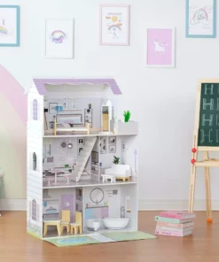 TeamsonUS Olivia's Little World Grand Dollhouse With Garden And Accessories For 12" Dolls, Purple New 12 TeamsonUS Olivia's Little World Grand Dollhouse With Garden And Accessories For 12