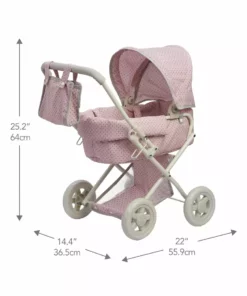 TeamsonUS Olivia's Little World Polka Dots Princess Deluxe Baby Doll Stroller, Pink Kids