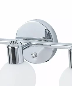 TeamsonUS Teamson Home Bathroom Vanity Triple Sconce Light With 3 Frosted Shades, Chrome Fixture