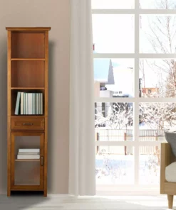 TeamsonUS Teamson Home Oil Oak Finish Bathroom Linen Storage Cabinet With 1 Drawer And 3 Open Shelves, Brown 11 TeamsonUS Teamson Home Oil Oak Finish Bathroom Linen Storage Cabinet With 1 Drawer And 3 Open Shelves, Brown