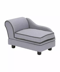 TeamsonUS Teamson Pets Chaise Lounge Dog Bed With Storage For Cats And Small Dogs, Gray