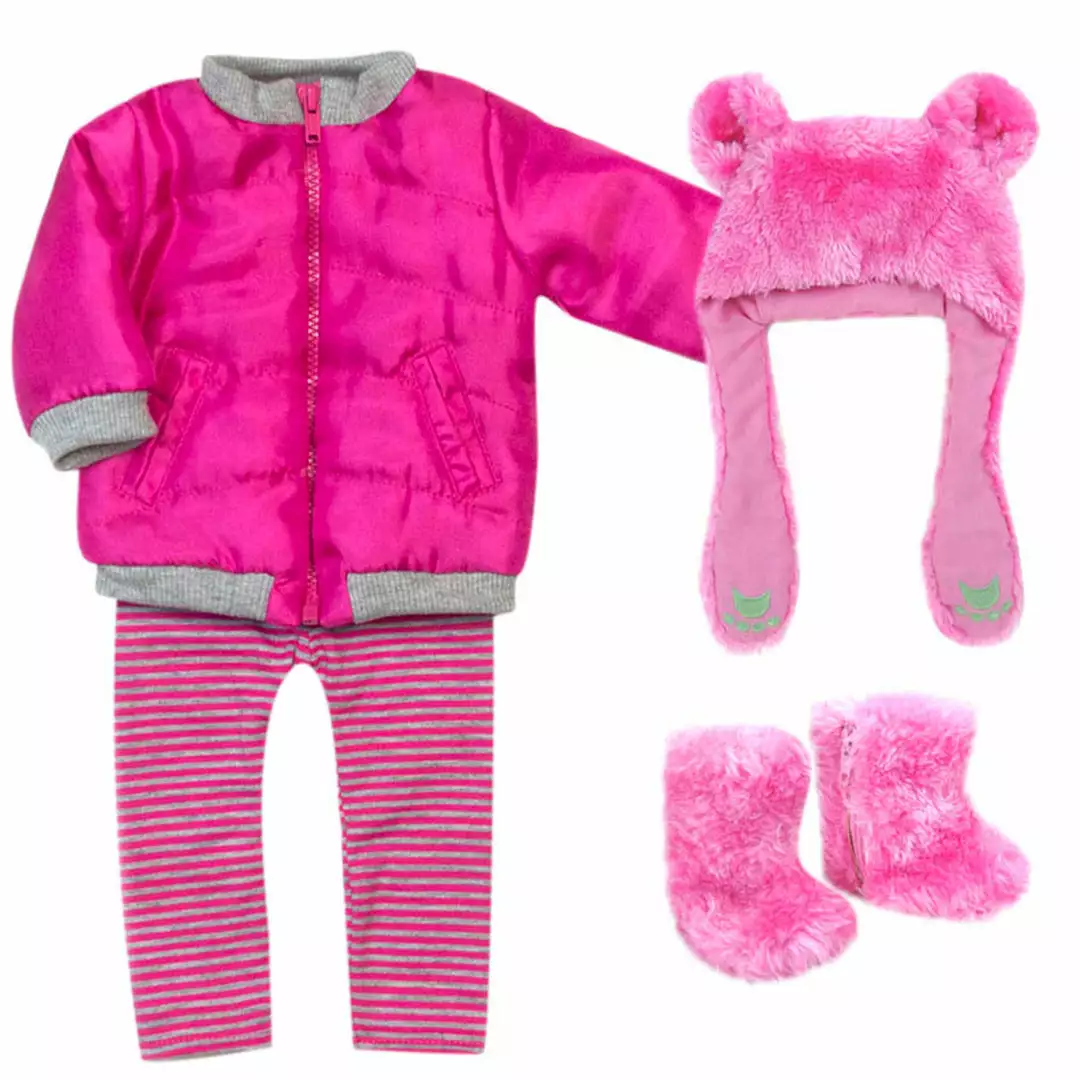 TeamsonUS Sophia's 4 Piece Winter Outfit With Bear Fur Hat Set For 18'' Dolls, Hot Pink Kids 3 TeamsonUS Sophia's 4 Piece Winter Outfit With Bear Fur Hat Set For 18'' Dolls, Hot Pink Kids