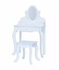 TeamsonUS Fantasy Fields Little Princess Rapunzel Vanity With Mirror, Drawers And Stool, White New