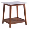 TeamsonUS Teamson Home Kingston Wooden Side Table With Storage And Marble-Look Top, Marble/Walnut