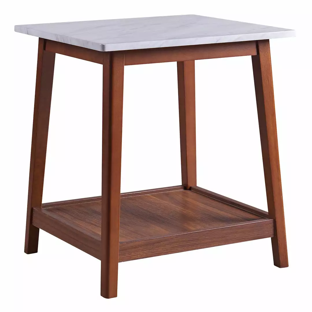 TeamsonUS Teamson Home Kingston Wooden Side Table With Storage And Marble-Look Top, Marble/Walnut 3 TeamsonUS Teamson Home Kingston Wooden Side Table With Storage And Marble-Look Top, Marble/Walnut