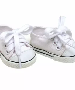 TeamsonUS Sophia's White Canvas Sneaker Shoes With Laces For 18" Dolls