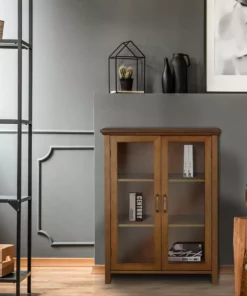 TeamsonUS Teamson Home Avery Wooden 2 Door Floor Cabinet With Storage, Oiled Oak