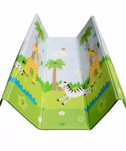 TeamsonUS Teamson Kids Reversible Safari Animal/Garden Insects Soft Foam Crawling Mat For Babies, Blue/Gray