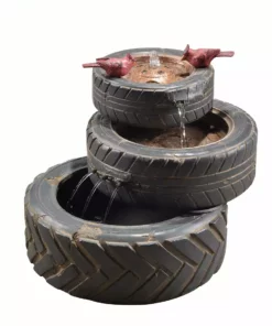 TeamsonUS Teamson Home Outdoor Stacked Aged Tires Fountain