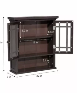 TeamsonUS Teamson Home Neal Wooden 2 Door Wall Cabinet, Dark Espresso