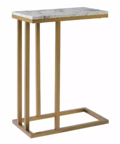 TeamsonUS Teamson Home Marmo Modern Marble-Look C Shape Side Table, Marble/Brass 11 TeamsonUS Teamson Home Marmo Modern Marble-Look C Shape Side Table, Marble/Brass